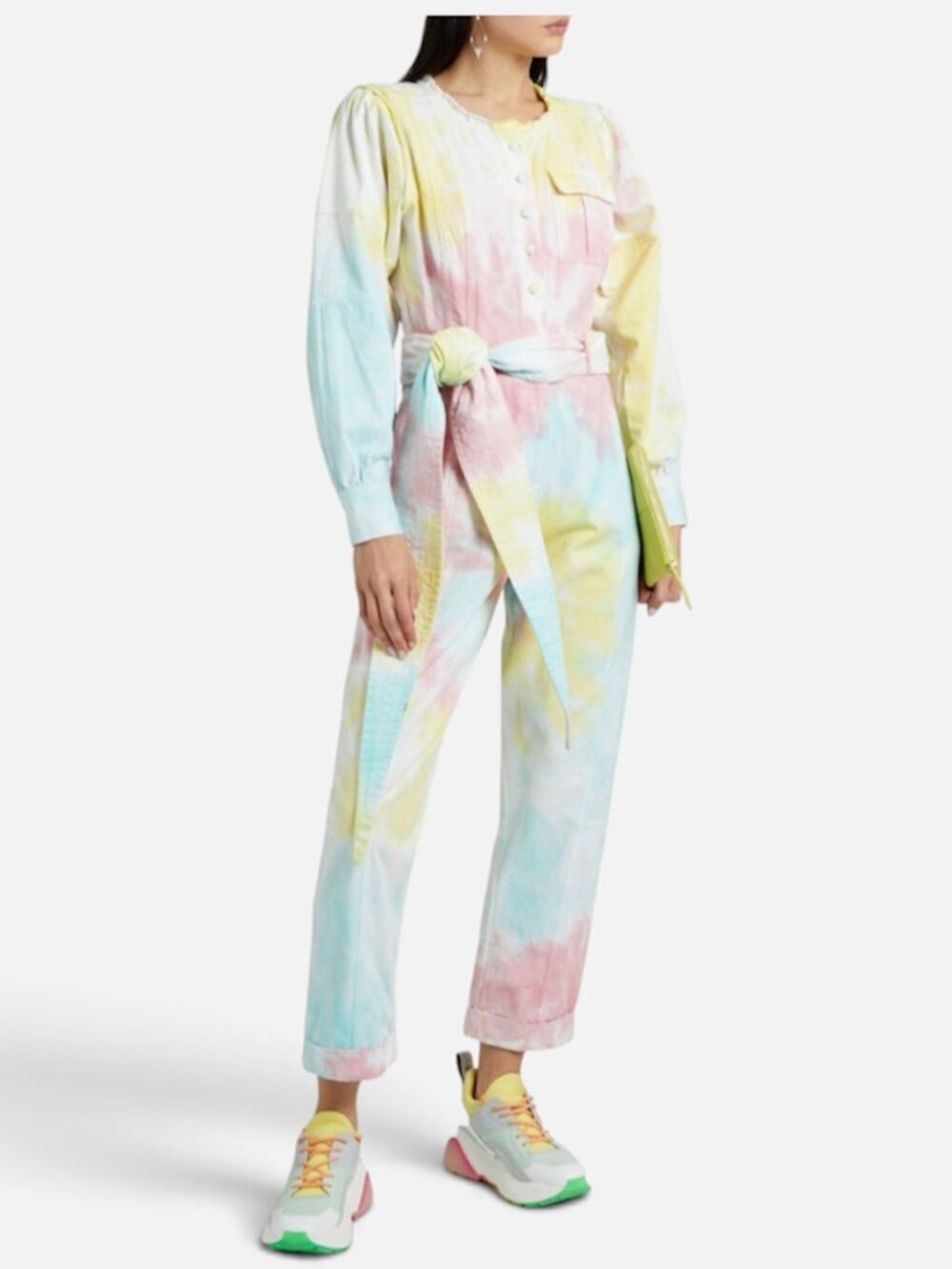 LoveShackFancy Paca Tie Dye Jumpsuit in Rainbow Radial